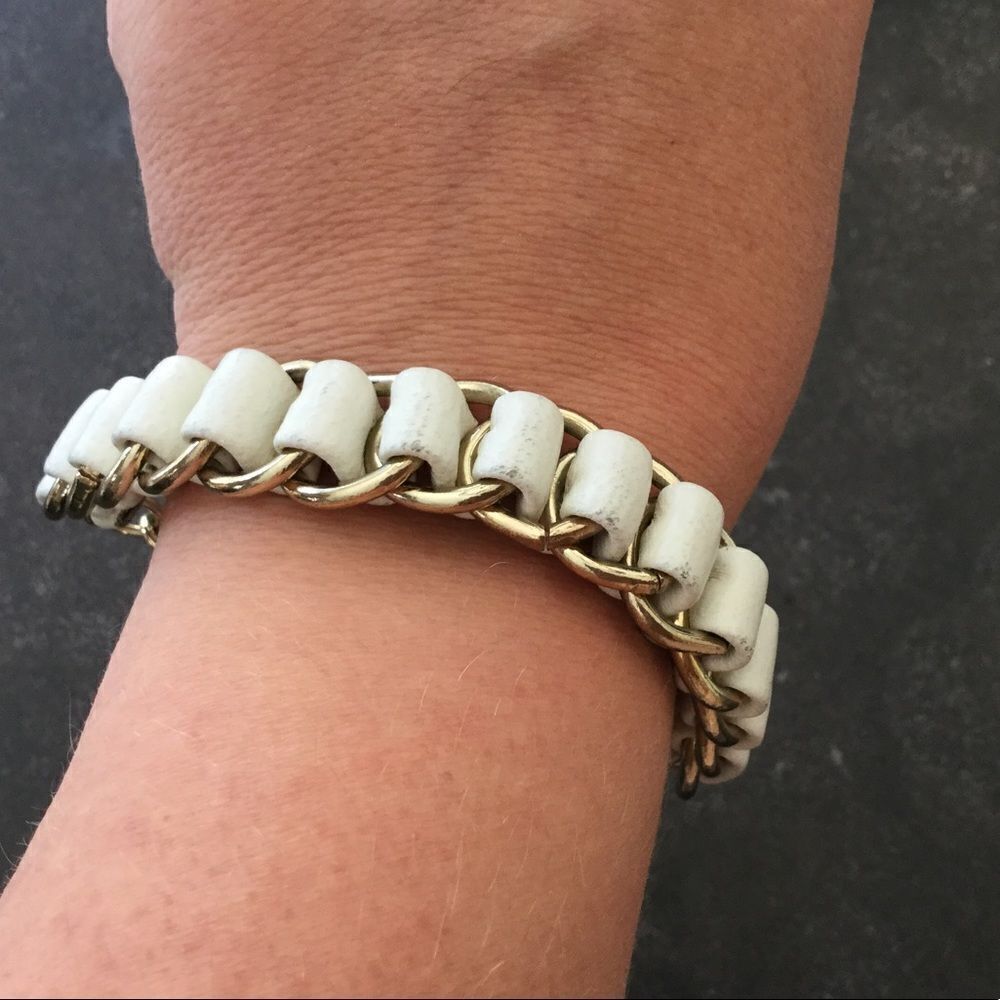 Leather chain braided woven bracelet chunky